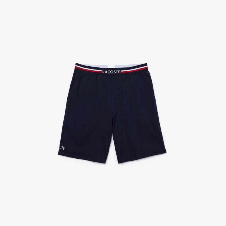 Lacoste Striped-Cintura Long Boxer Cuecas Azul Marinho Azuis | 0dK4PYMd