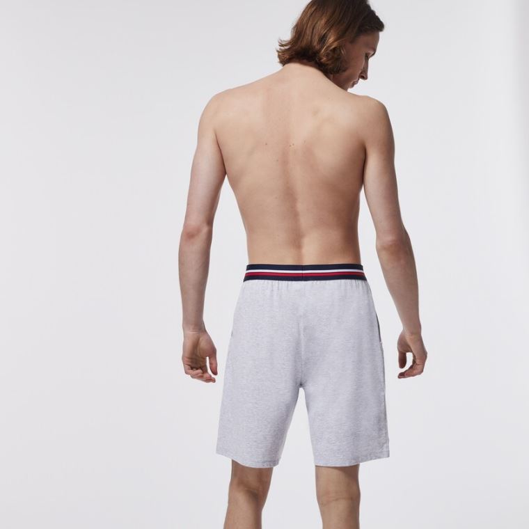 Lacoste Striped-Cintura Long Boxer Cuecas Cinzentas | crywyOCq