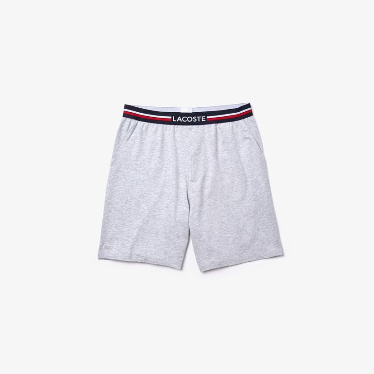 Lacoste Striped-Cintura Long Boxer Cuecas Cinzentas | crywyOCq