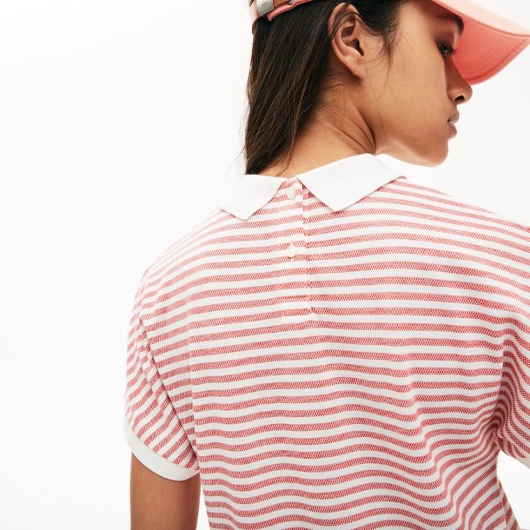 Lacoste Striped Polo Vermelhas Branco | R7VIqEha