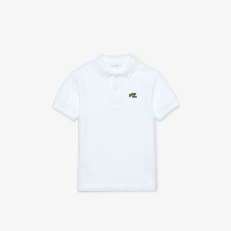 Lacoste Stylized Logo Algodão Petit Piqué Polo Branco | okb1HvAg