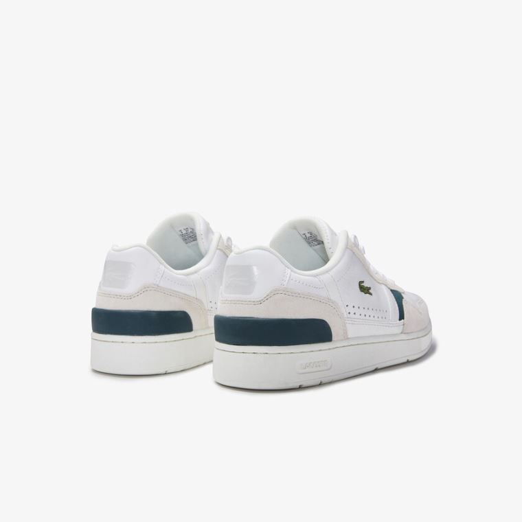 Lacoste T-Clip Couro and Camurça Sneakers Branco | GClf1Ebp