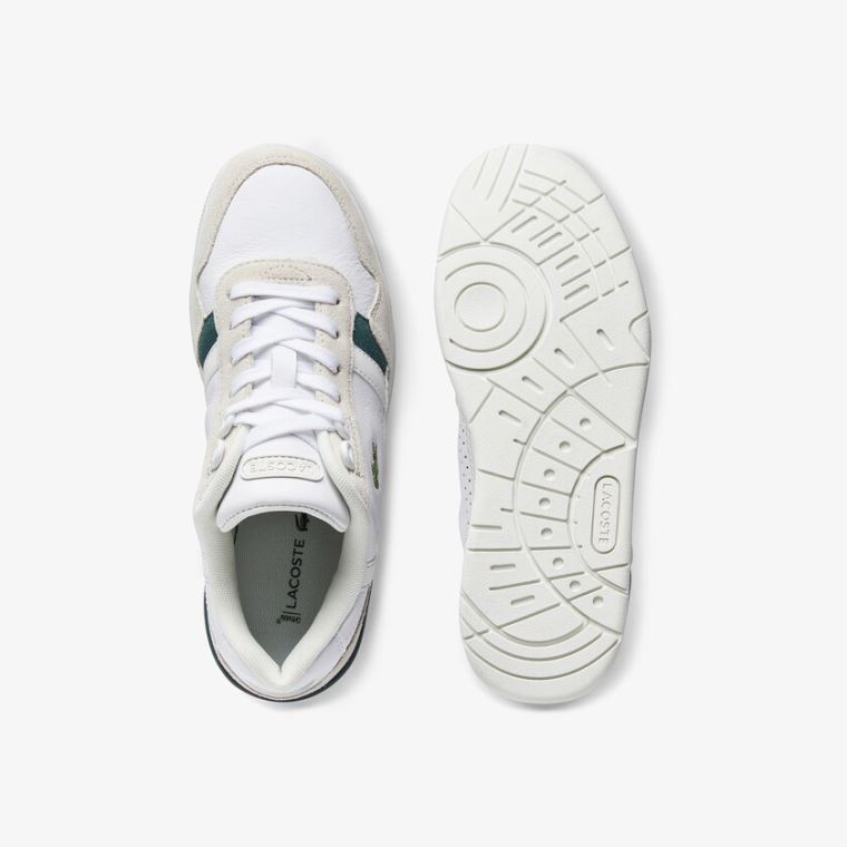 Lacoste T-Clip Couro and Camurça Sneakers Branco | GClf1Ebp