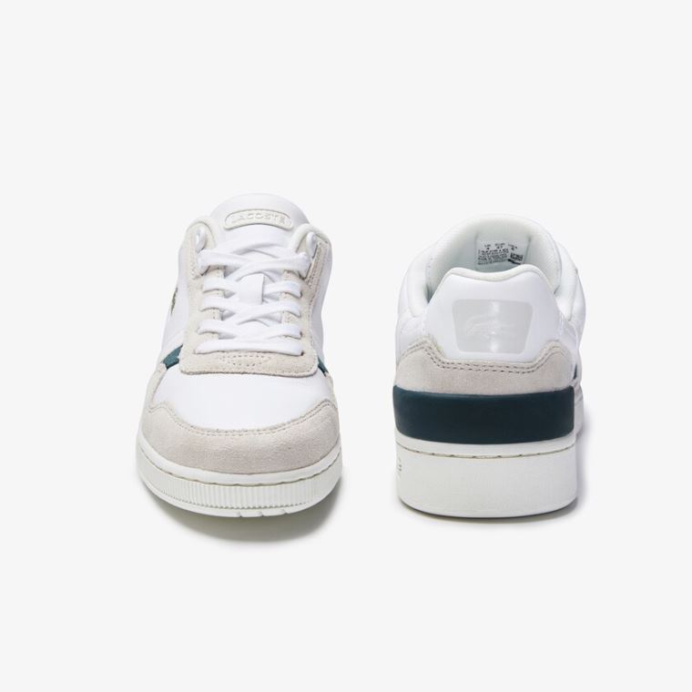 Lacoste T-Clip Couro and Camurça Sneakers Branco | GClf1Ebp