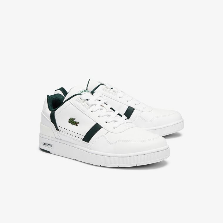 Lacoste T-Clip Couro and Sintético Perforated Sneakers Branco | 8SDW7hGd