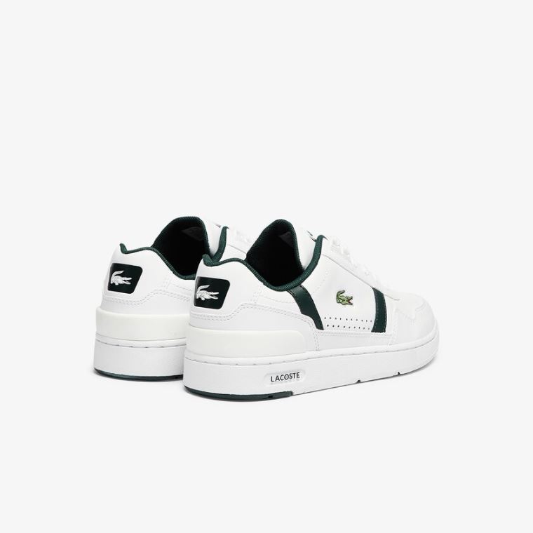 Lacoste T-Clip Couro and Sintético Perforated Sneakers Branco | 8SDW7hGd