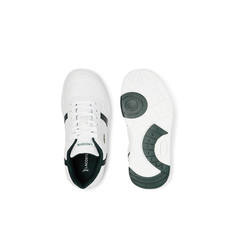 Lacoste T-Clip Couro and Sintético Perforated Sneakers Branco | 8SDW7hGd