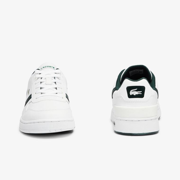 Lacoste T-Clip Couro and Sintético Perforated Sneakers Branco | 8SDW7hGd