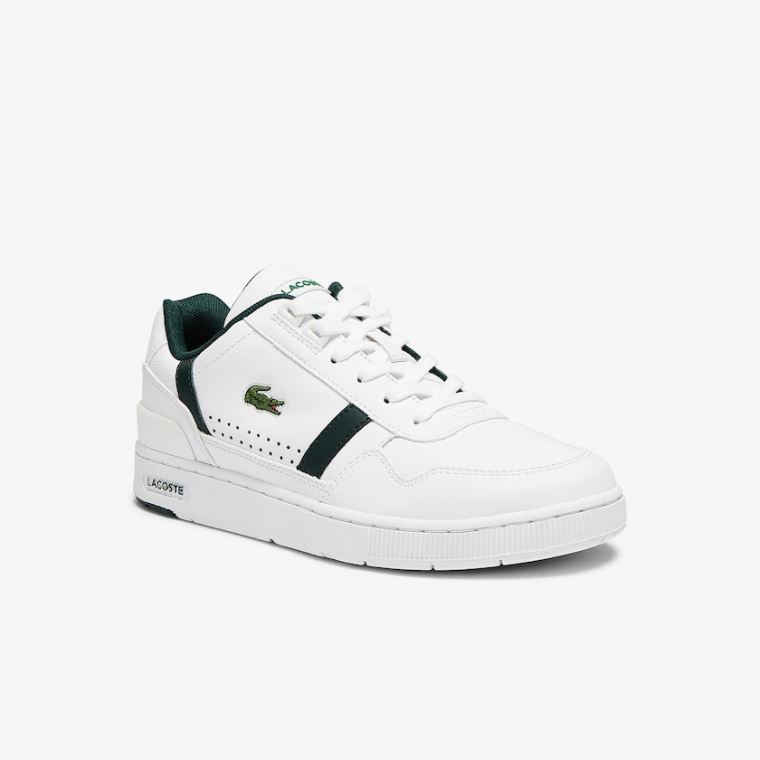 Lacoste T-Clip Couro and Sintético Perforated Sneakers Branco | 8SDW7hGd