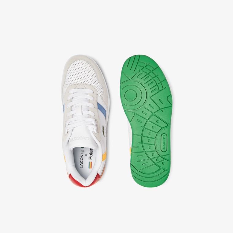 Lacoste T-Clip Couro x Polaroid Sneakers Branco Verdes | yKRDx73b