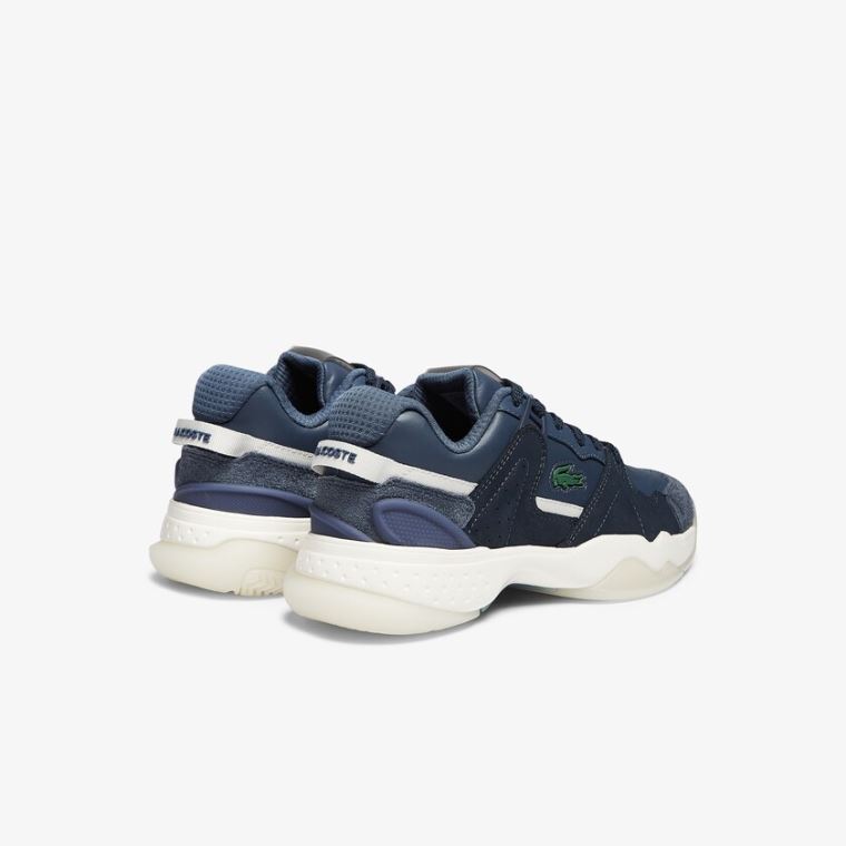 Lacoste T-Point Nubuck Couro Sneakers Azul Marinho | gVJwyAMu