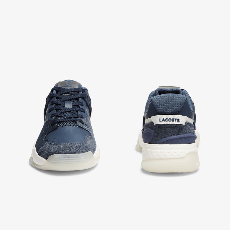 Lacoste T-Point Nubuck Couro Sneakers Azul Marinho | gVJwyAMu