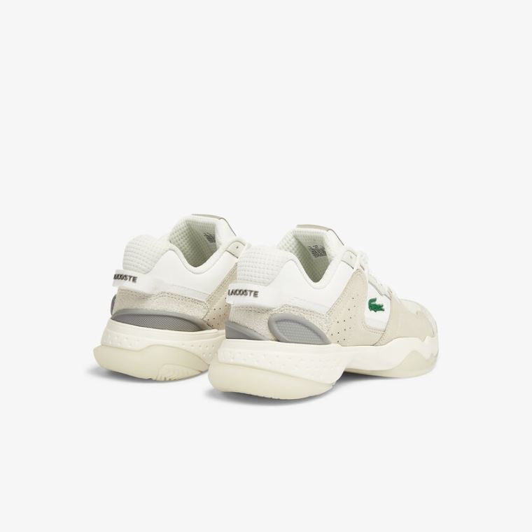 Lacoste T-Point Nubuck Couro Sneakers Bege | jS2i0mZ0