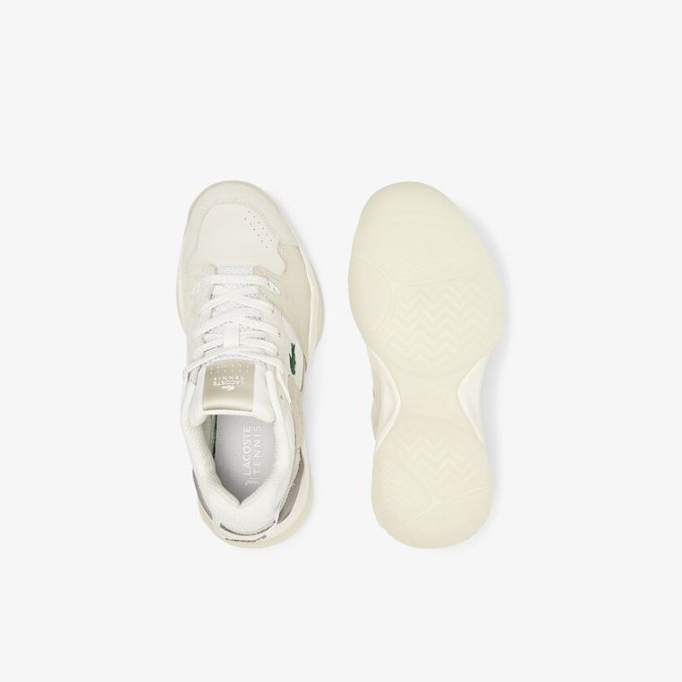 Lacoste T-Point Nubuck Couro Sneakers Bege | jS2i0mZ0