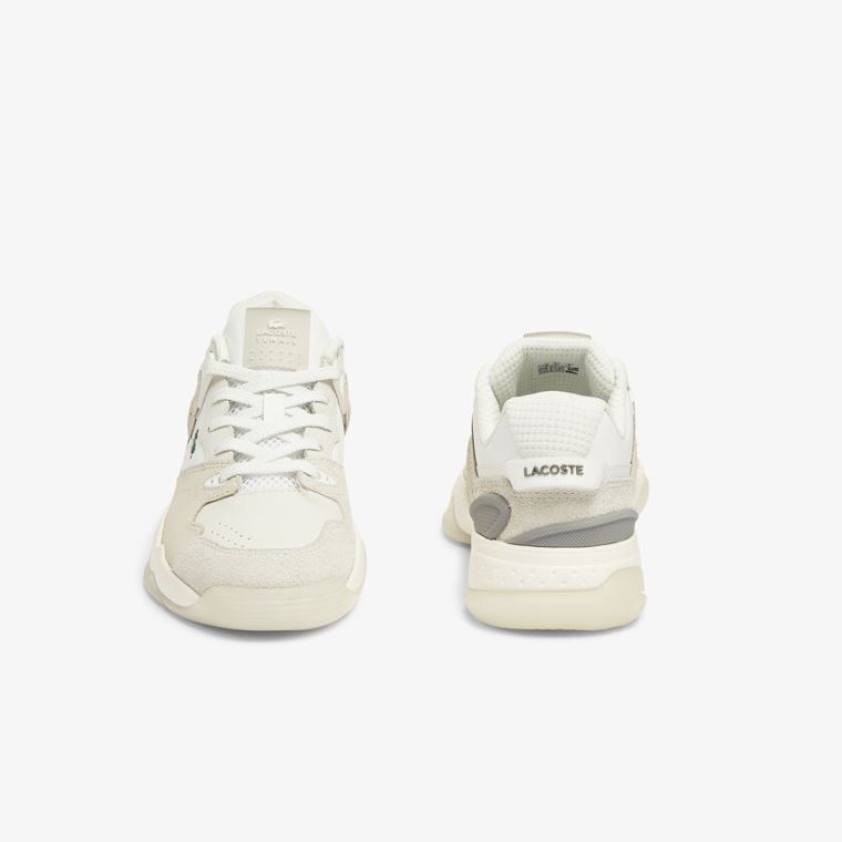 Lacoste T-Point Nubuck Couro Sneakers Bege | jS2i0mZ0