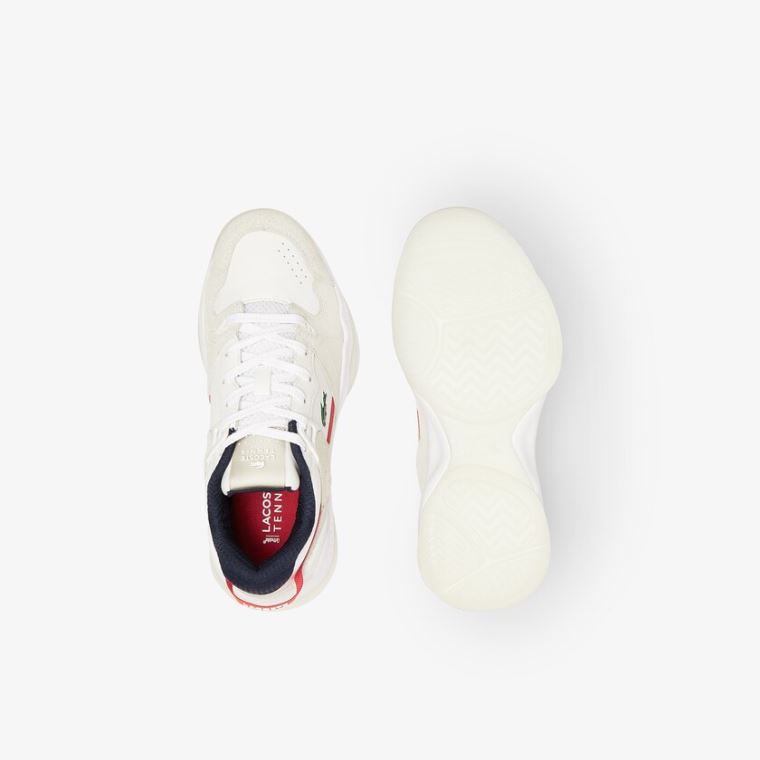 Lacoste T-Point Nubuck Couro Sneakers Branco Bege | 6WoBOUkL