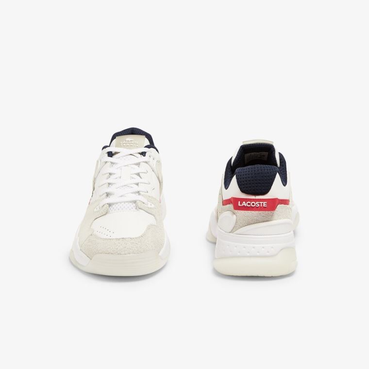 Lacoste T-Point Nubuck Couro Sneakers Branco Bege | 6WoBOUkL