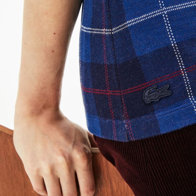 Lacoste Tartan Check Algodão Jacquard Polo Azul Marinho Azuis Azuis | OaVrOTJW