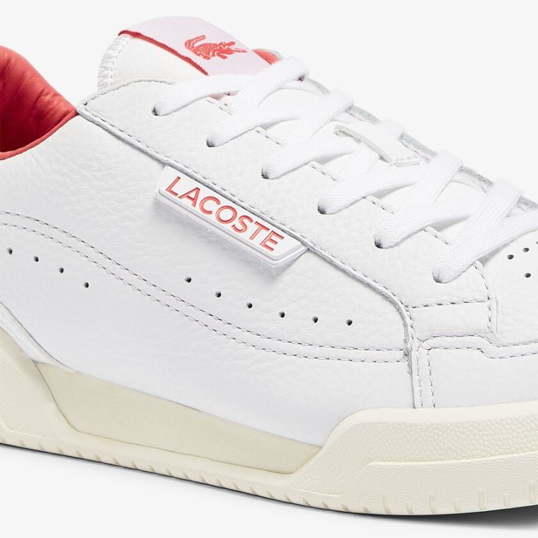 Lacoste Twin Serve Luxe Couro and Sintético Sneakers Branco Bege | W7VWLtne