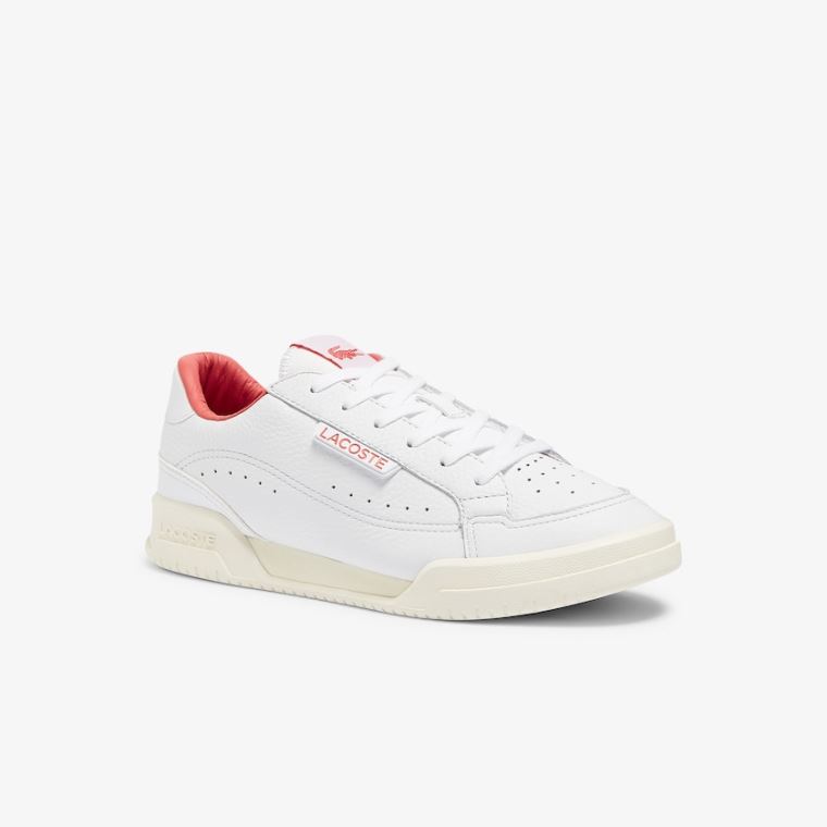 Lacoste Twin Serve Luxe Couro and Sintético Sneakers Branco Bege | W7VWLtne