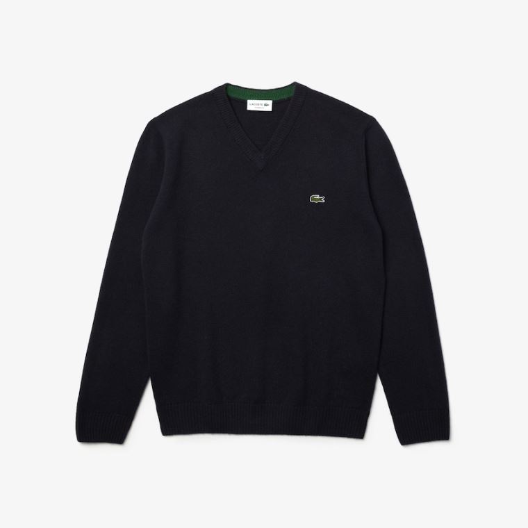 Lacoste V-neck Wool Moletom Azul Marinho Azuis | x1t7T0tx