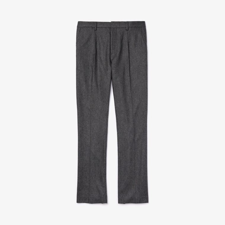 Lacoste Virgin Wool And Cashmere Blend Pleated Chino Pants Cinzentas Cinzentas | GxcjWctF