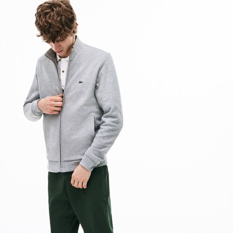 Lacoste Zip Fleece Sweatshirt Cinzentas | VYaFwUNR