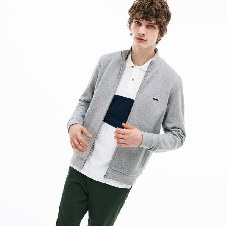 Lacoste Zip Fleece Sweatshirt Cinzentas | VYaFwUNR