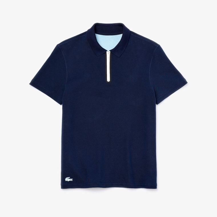 Lacoste Zippered Collar Regular Fit Reversible Piqué Polo Azul Marinho Azuis Azuis | pRoJtu8K