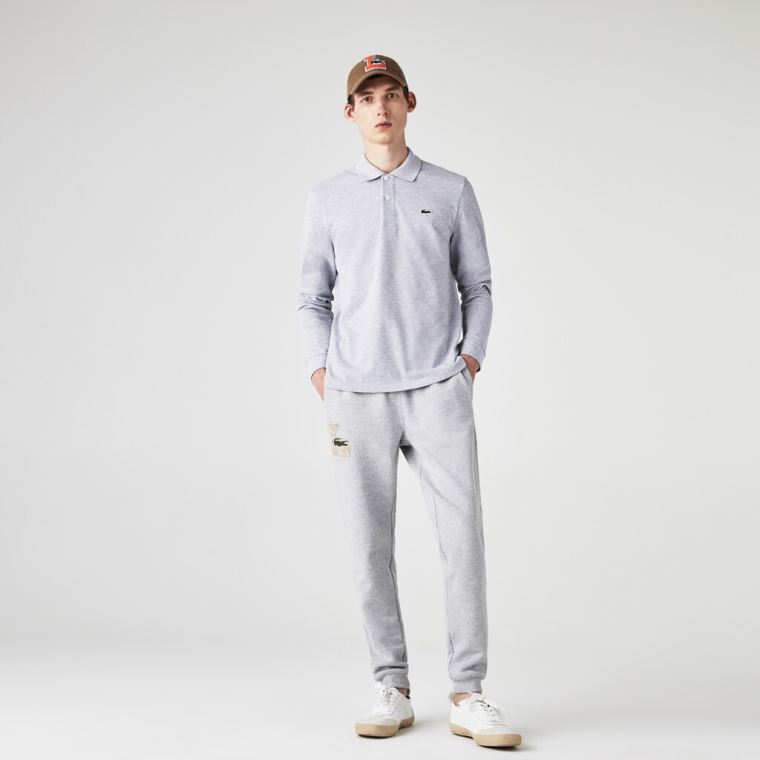 Lacoste classic fit long-sleeve Polo Shirt in marl petit piqué Cinzentas | NsKAGOuA