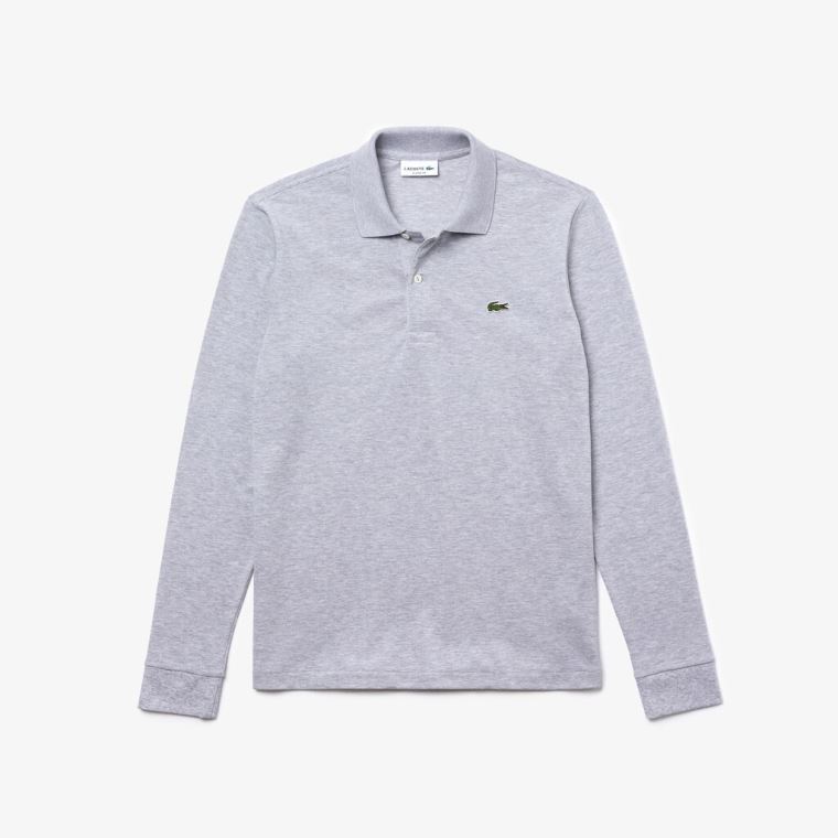 Lacoste classic fit long-sleeve Polo Shirt in marl petit piqué Cinzentas | NsKAGOuA