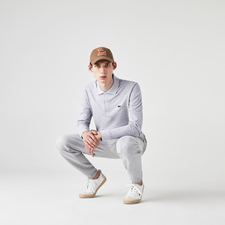 Lacoste classic fit long-sleeve Polo Shirt in marl petit piqué Cinzentas | NsKAGOuA