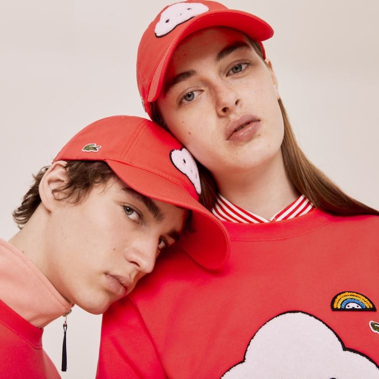 Lacoste x FriendsWithYou Algodão Print Cap Vermelhas | VIgJpVYT