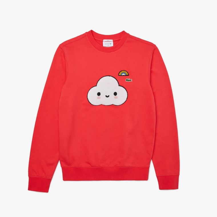 Lacoste x FriendsWithYou Print Sweatshirt Vermelhas | 1b3fJzzi