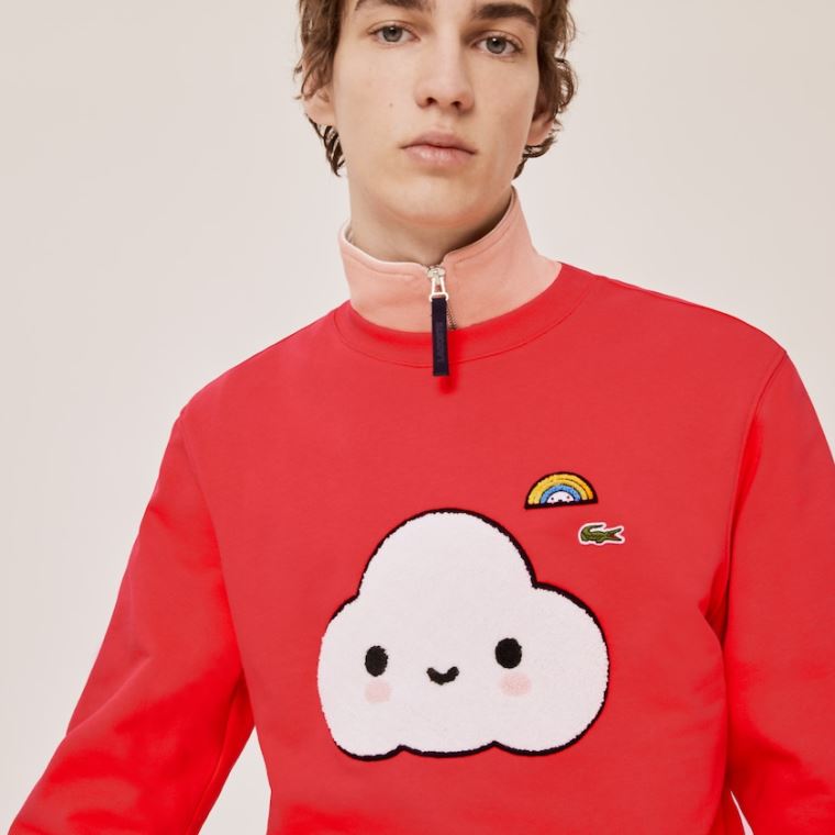 Lacoste x FriendsWithYou Print Sweatshirt Vermelhas | 1b3fJzzi