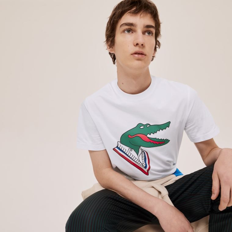 Lacoste x Jean-Michel Tixier Graphic T-shirt Branco Vermelhas | WsmU7FhH