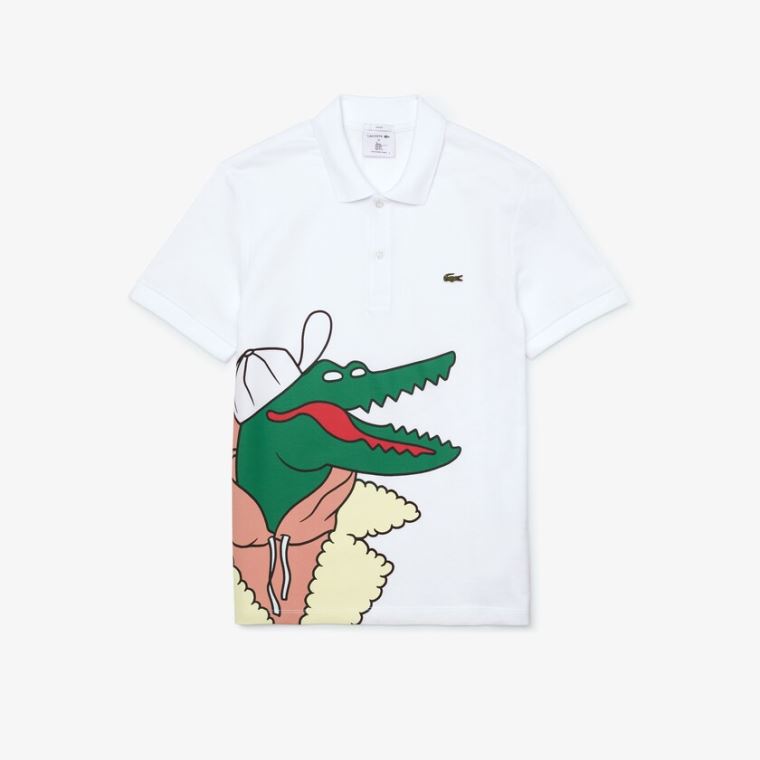 Lacoste x Jean-Michel Tixier Print Classicos Fit Polo Shirt Branco Amarelas | EpRgFT3y