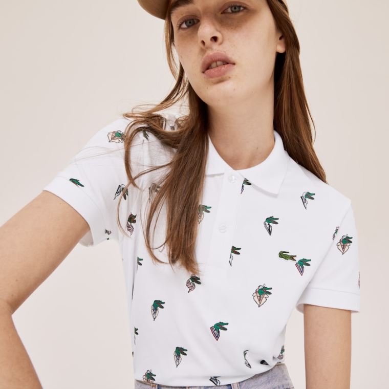 Lacoste x Jean-Michel Tixier Print Regular Fit Polo Shirt Branco | 5KA4EEbE