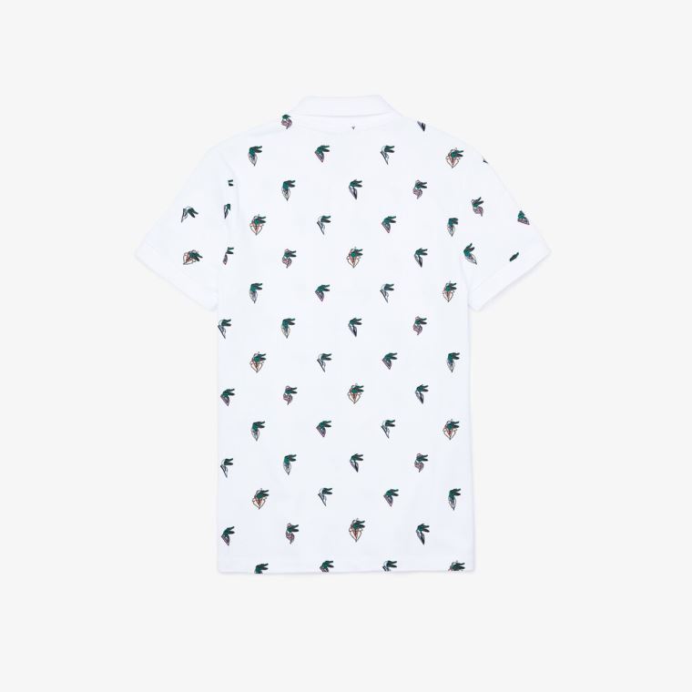 Lacoste x Jean-Michel Tixier Print Regular Fit Polo Shirt Branco Amarelas | AnVkqMgL