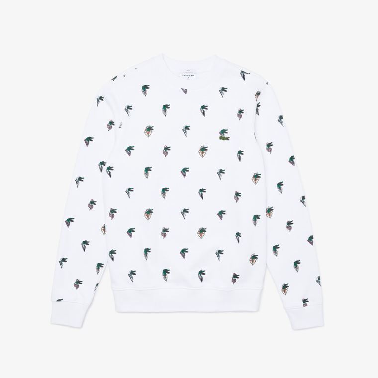 Lacoste x Jean-Michel Tixier Print Sweatshirt Branco | GElMZqm0