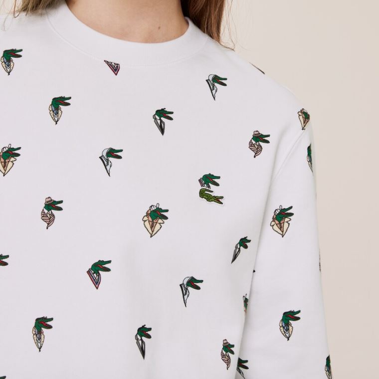 Lacoste x Jean-Michel Tixier Print Sweatshirt Branco | GElMZqm0