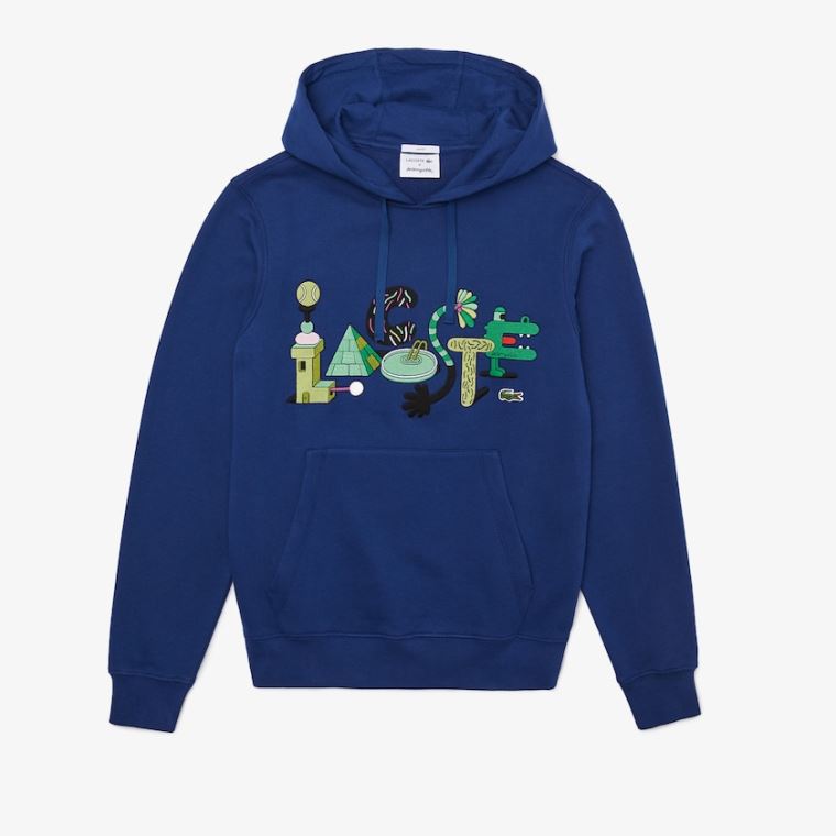 Lacoste x Jeremyville Print Encapuzado Sweatshirt Azul Marinho Azuis | uIhLAq92