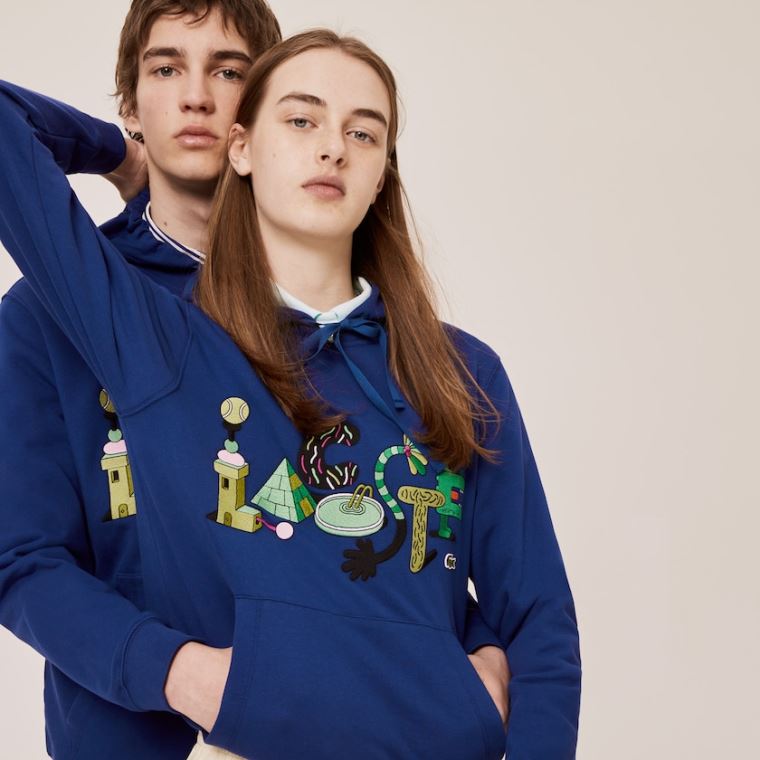 Lacoste x Jeremyville Print Encapuzado Sweatshirt Azul Marinho Azuis | uIhLAq92