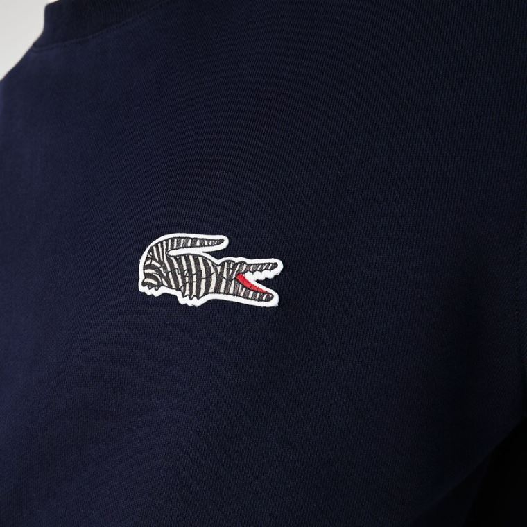 Lacoste x National Geographic Organic Algodão Sweatshirt Azul Marinho Azuis Branco | BSBKCIij